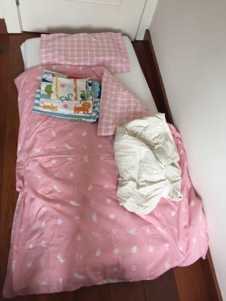 Mamas and Papas Cot Mattress with bedding