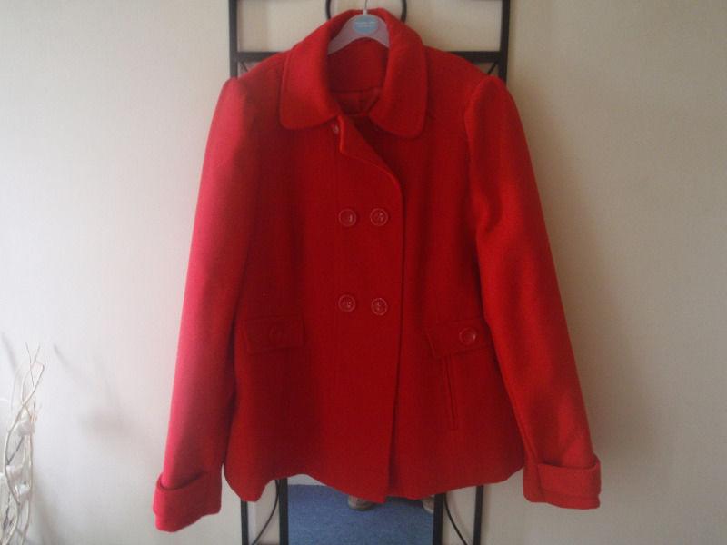 Lovely red smart wool jacket, size 22, only worn once