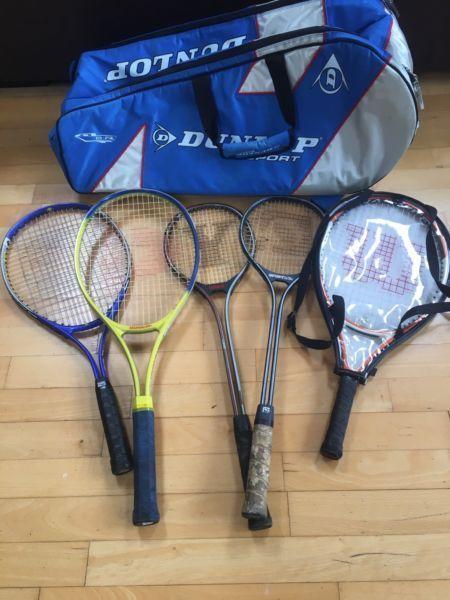 Tennis bag and rackets