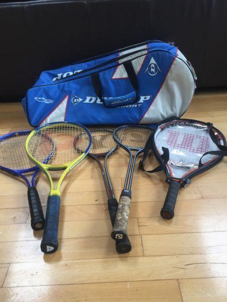 Tennis bag and rackets