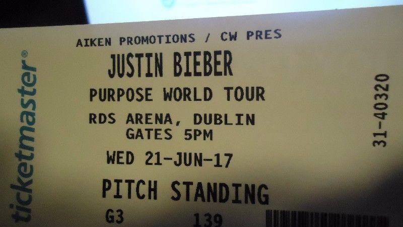 Justin Beeber concert tickets RDS 21.06.2016 pitch standing