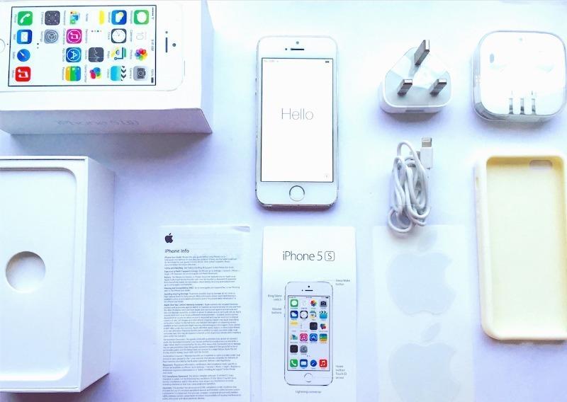 Silver/White iPhone 5s 32Gb boxed with all accessories + FREE protective case