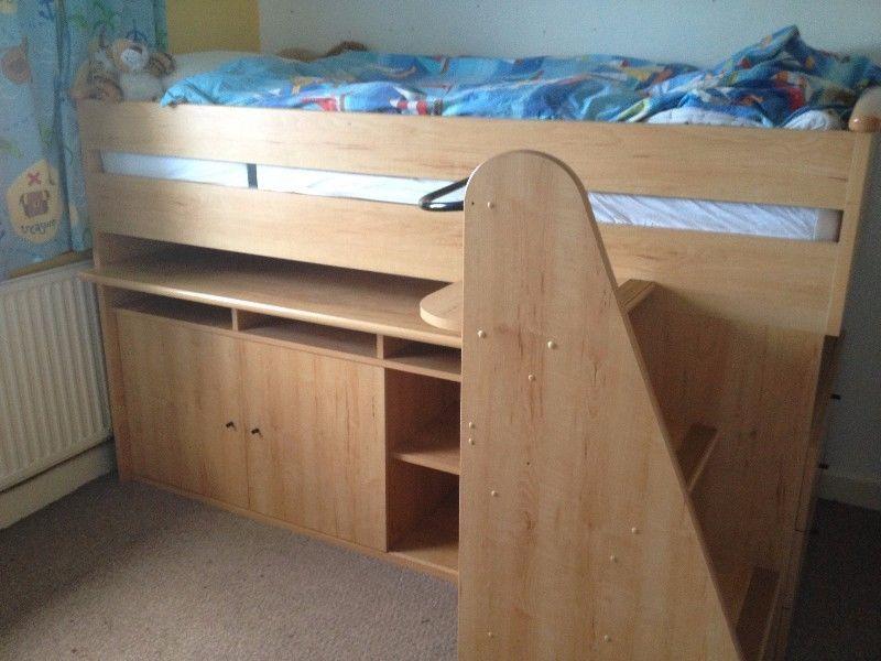 Bed Mid sleeper cabin storage bed with desk