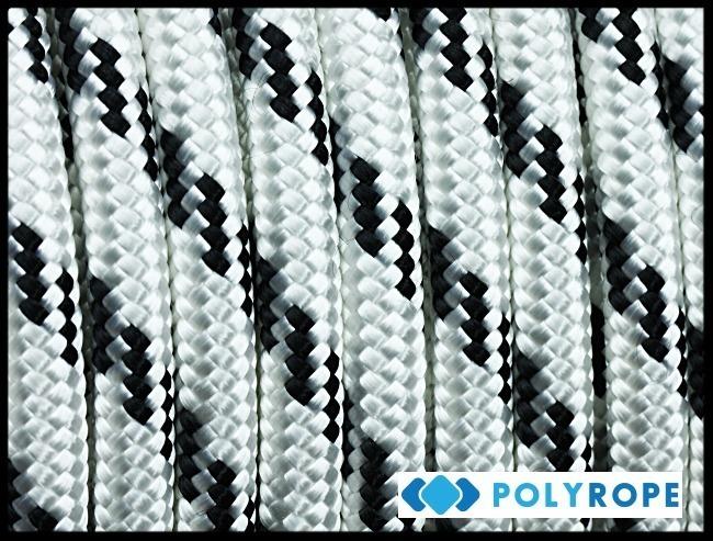 Braided Marine Polyester Rope White with black flecks Diameter 6mm,8mm,10 mm
