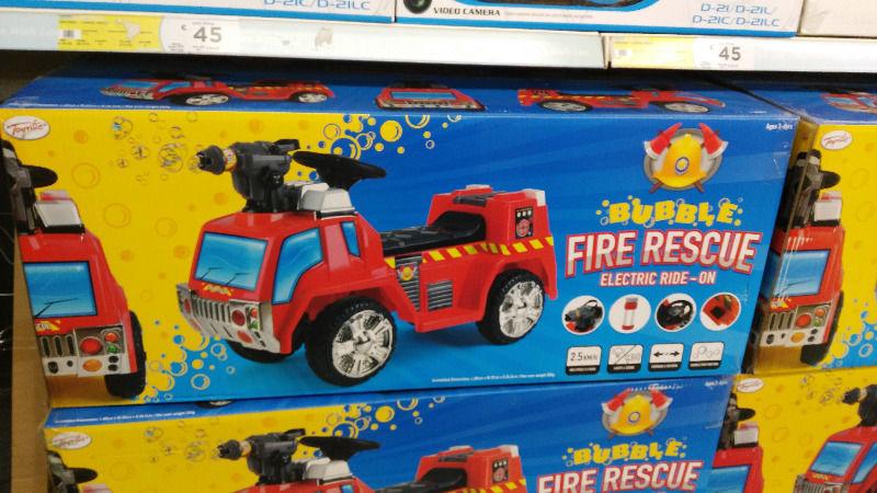 2 x Electric Ride On Fire Engine with Bubble Maker