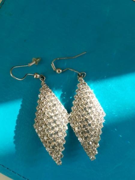 rumb shaped crystal earrings