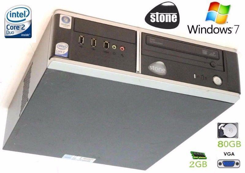 Stone System 213 Core2Duo 2.50-2.80GHz 2GB 80GB VGA Win7 DVD-RW SFF PC