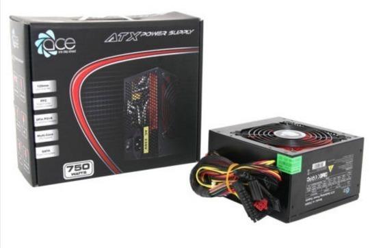 Ace Psuace750br Fixed Atx Psu - 750w Black With 120mm Red Fan