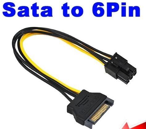 15pin SATA Power to 6pin PCI-E PCI Express Adapter Cable Video Card