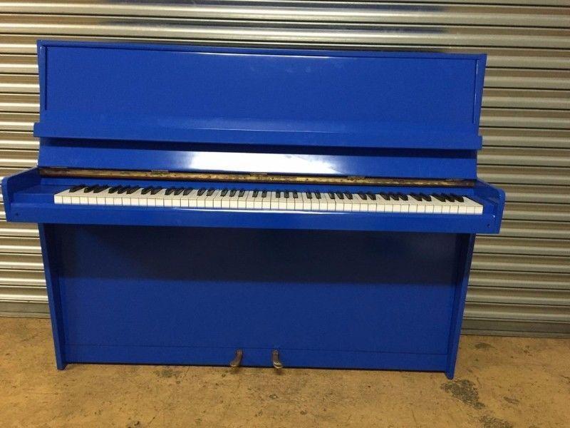 BLUE HIGH GLOSS UPRIGHT ACOUSTIC PIANO