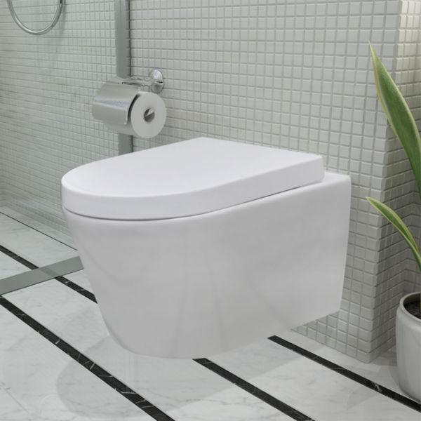 Wall Hung Ceramic Toilet WC Bathroom White with Concealed Cistern(SKU272468)
