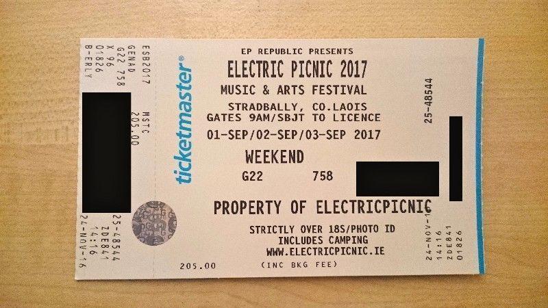 1 x Electric Picnic Hard Copy Ticket