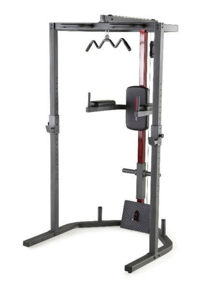 WEIDER POWER RACK,,,WITH HIGH/LOW PULLIES,LEG-RAISE,PULL-UP BARS