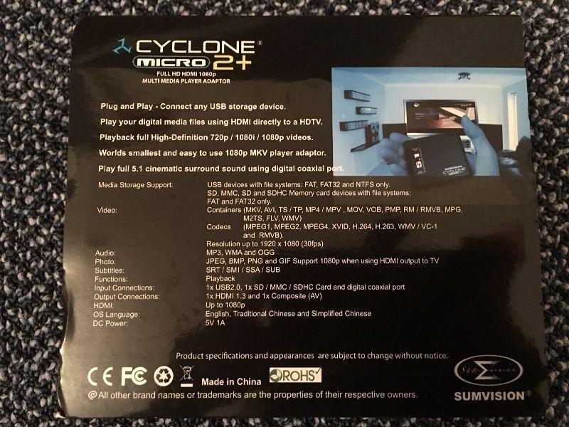 Sumvision Cyclone Micro 2+ Full HD HDMI 1080p Multi Media Player