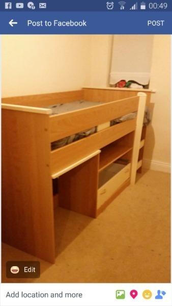 Captains bed with storage and pull out desk