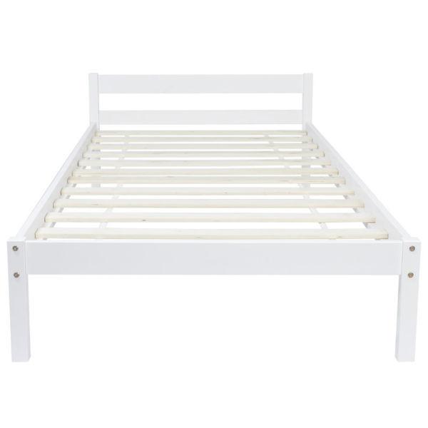 White Solid Pinewood Bed 200 x 90 cm(SKU242499)