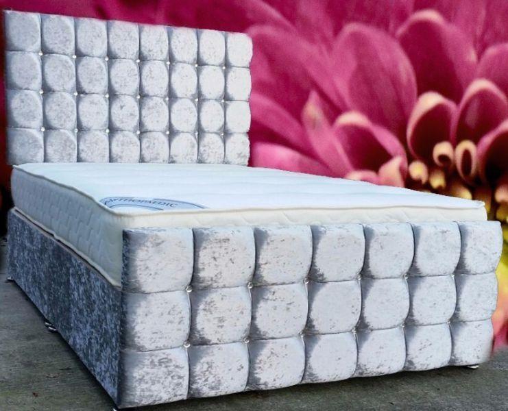 stunning silver crushed silver beds & diamonds