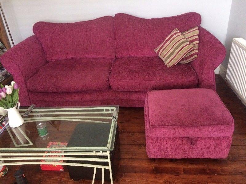 4 Seater Pink DFS Elin Sofa and Footstool