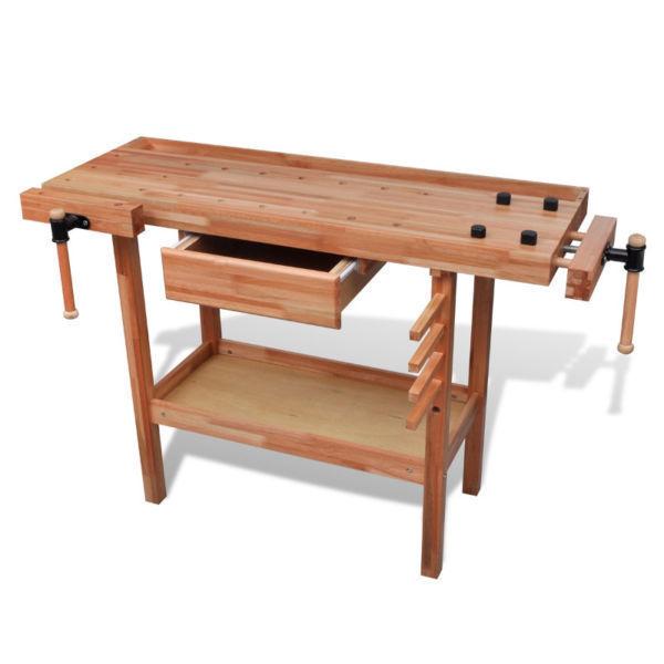 Hardwood Carpentry Work Bench with Drawer 2 Vises(SKU140905)
