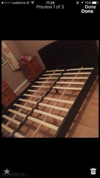 Double bed frame, leather , 1 , must be gone asap