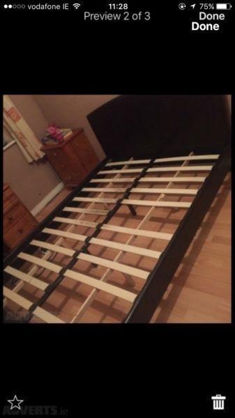 Double bed frame, leather , 1 , must be gone asap