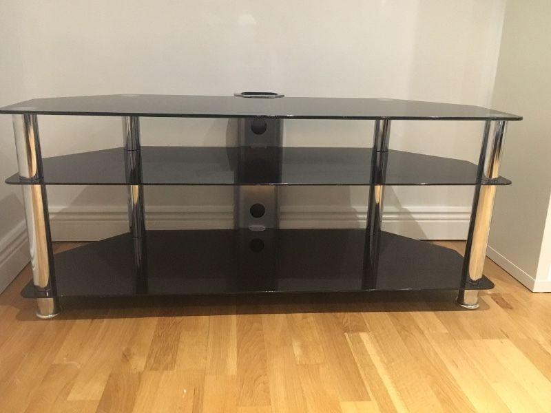 Modern Black Glass TV Stand (Excellent Condition)