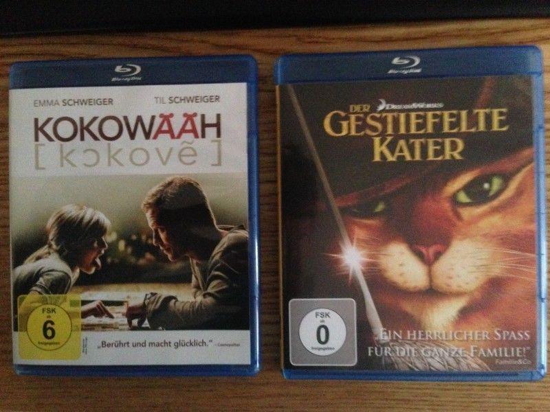 2 blu-ray films in German 'Kokowaah' and 'the puss in boots' with English subtitles option