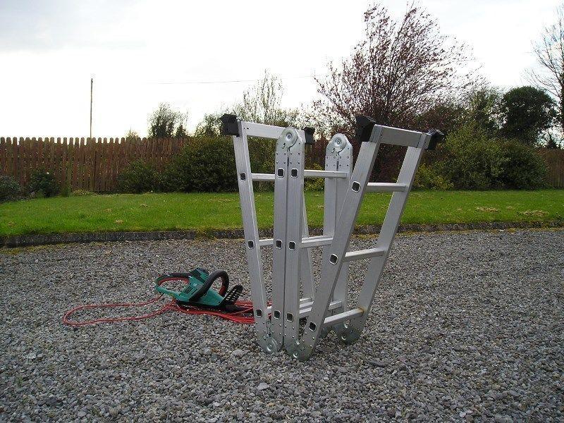 Folding Ladder and Electric Hedge Trimmer