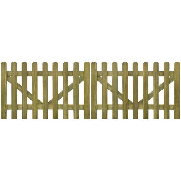 vidaXL Impregnated Picket Fence Gate 2 pcs 300x100 cm Wood(SKU41929)