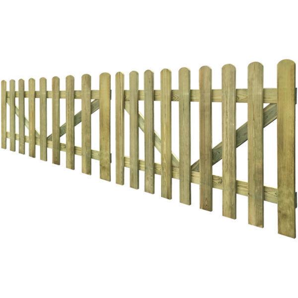 vidaXL Impregnated Picket Fence Gate 2 pcs 300x100 cm Wood(SKU41929)