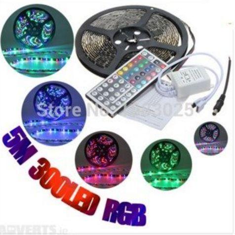 WATERPROOF multi color 300 Leds strip light with remote controller, AC charger