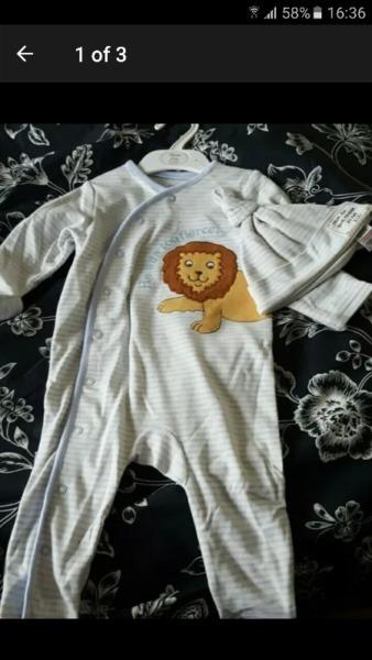 M&S babygrow and hat 3-6mths
