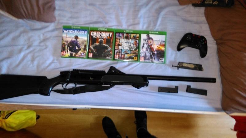 Xbox one games/controller, airsoft gun and accessories