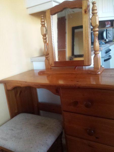Solid Pine Dressing Table (Stool & Mirror)