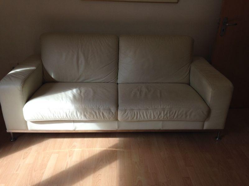 Cream leather couch - excellent condition