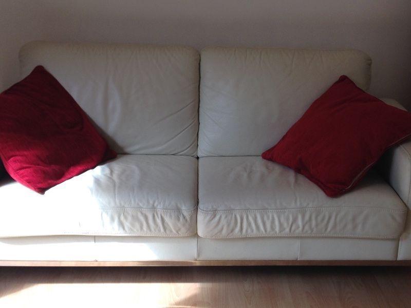 Cream leather couch - excellent condition