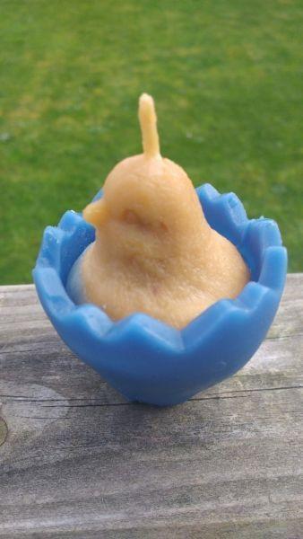 100% Pure Beeswax Easter Chicken in Egg Candle