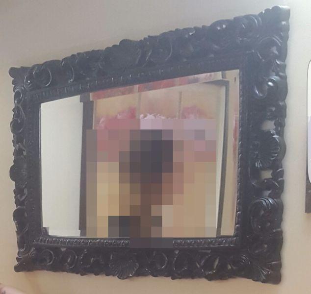 Collectible Wooden Framed Mirror In New Condition