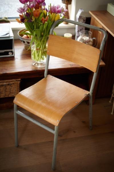 1950,'s Vintage Remploy Metal And Plywood Stackable Chair 84cm X 40cm X 44cm