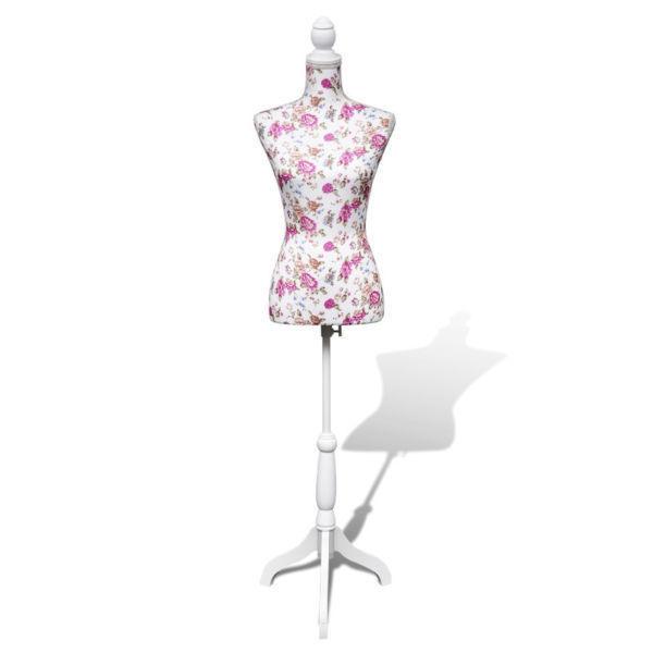 Ladies Bust Display Mannequin Cotton White With Rose(SKU30030)