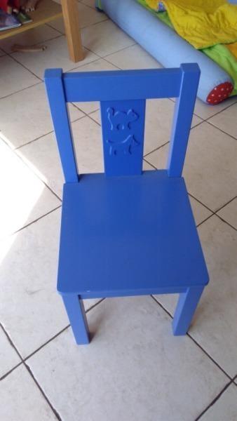 Blue wooden chair for kids