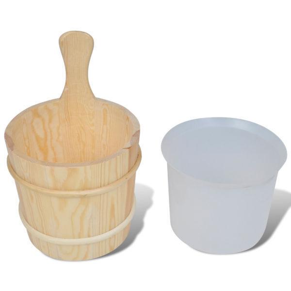 Sauna Accessories 5 Pieces Bucket Spoon Hourglass Hygrometer(SKU50245)