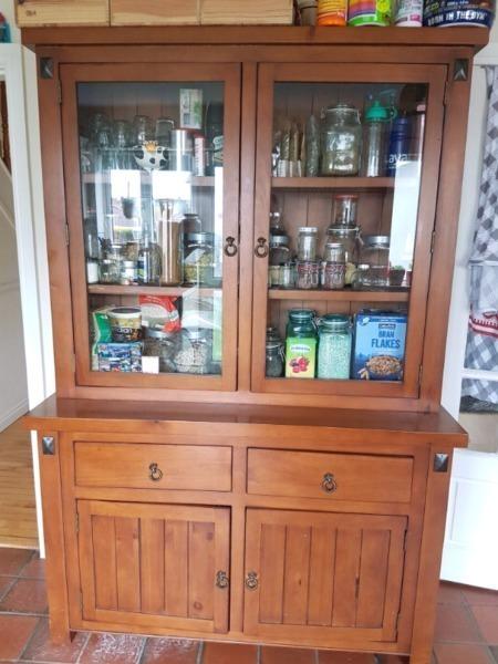 Old solid wood farmhouse style full dresser