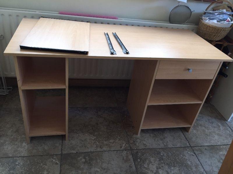 Wooden desk for sale with shelves, drawer. Suitable for desktop. Great condition
