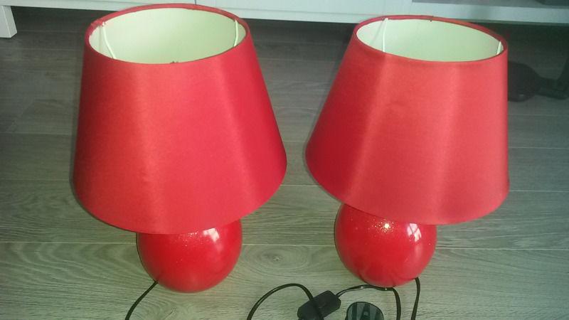 Pair of lovely red Bedside lamps