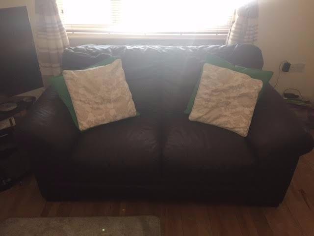 Brown Leather two-seater Sofa for Sale