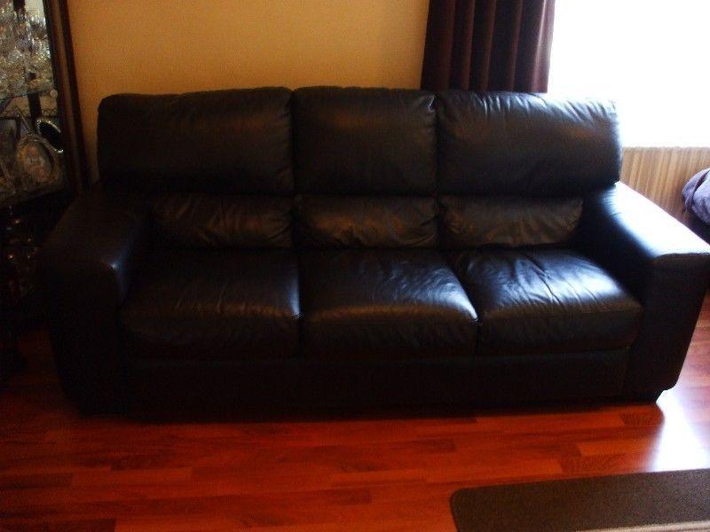Black Leather 3 Seater Sofa