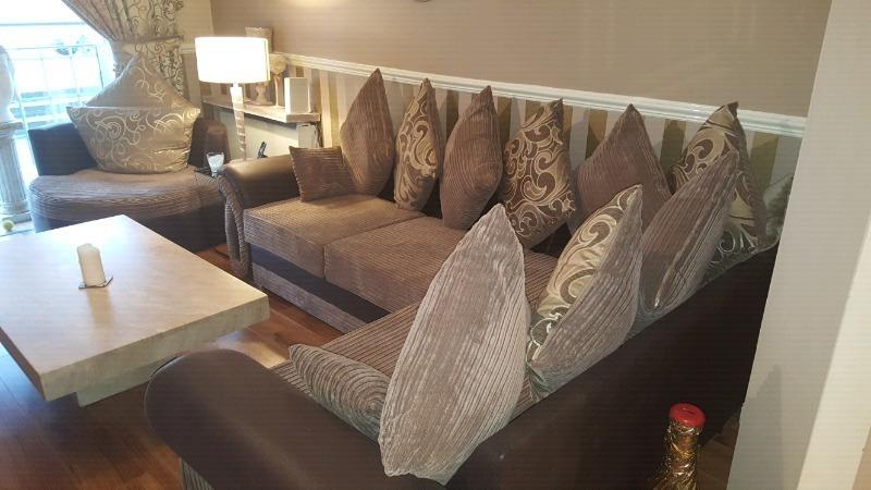 XL L shape sofa. & matching twirl chair