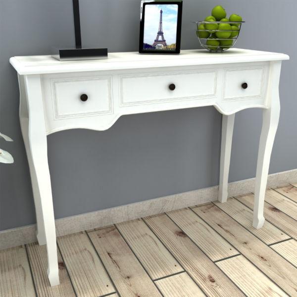 End Tables:White Dressing Console Table with Three Drawers(SKU241143)