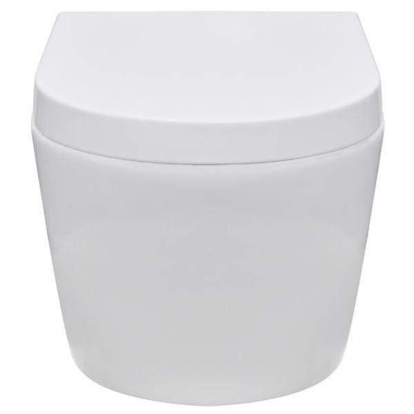 Toilets :White Wall Hung Ceramic Toilet with Soft Close Bathroom(SKU141983)